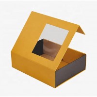 Luxury Custom Cardboard Perfume Boxes Design Templates Packaging Black Magnetic Folding Gift Box with Window