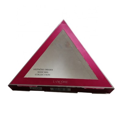 Luxury silver card paper  triangle shape Beauty  hair extension gift packing box with PVC Window