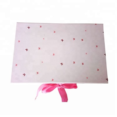 Custom design  foldable pink hair packaging boxes with ribbon