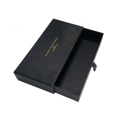 Texture black paper small sliding drawer boxes for leather wallet