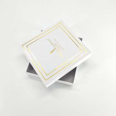 Luxury Custom hot stamping Logo Gift Packaging Square Hard Paper White Set Up Cardboard 2 Piece Rigid Box