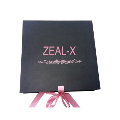 Economical Cheap black card ribbon folding packaging boxes for nature  haircare