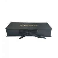 Good quality black folding box with gold logo for scarf