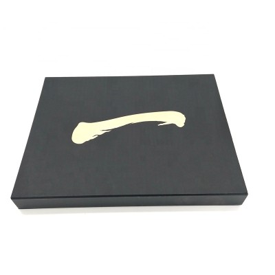 Black cardboard book shape magnets closure package box with pocket inside